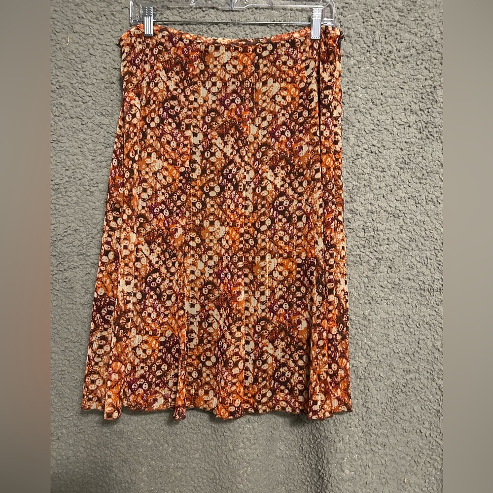 Dress Barn Floral A-Line Skirt - Brown and Orange with side zip
